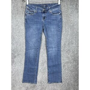 Papaya‎ Jeans Womens Juniors Size 7 Blue Stretch Denim Rhinestone BLING Pockets